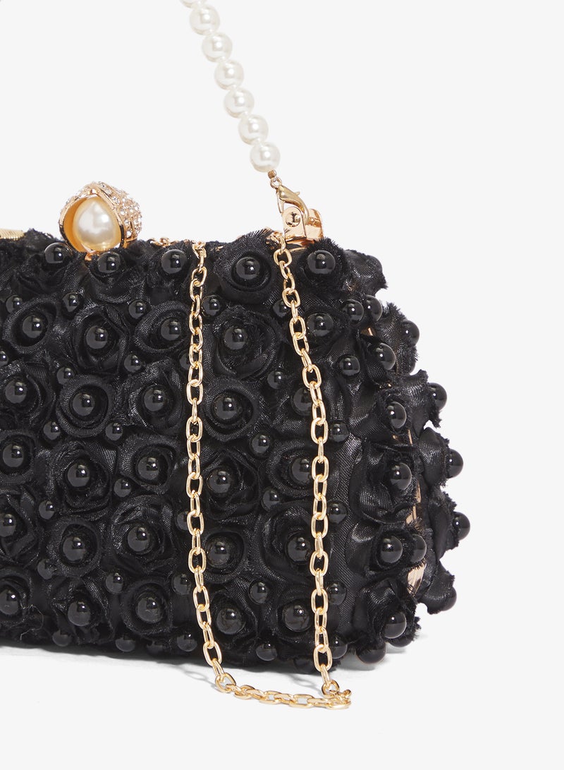 Ella Limited Edition Pearl Detailed Embellished Gold Accent Bag - Image 3